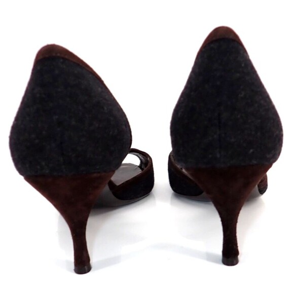 ST. JOHN Women's Leather Peep-toe Bow Pump Size 6.5B Shoe Made in Italy 2 Tone - Picture 5 of 13